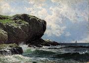 Alfred Thompson Bricher Rocky Head with Sailboats in Distance oil painting on canvas